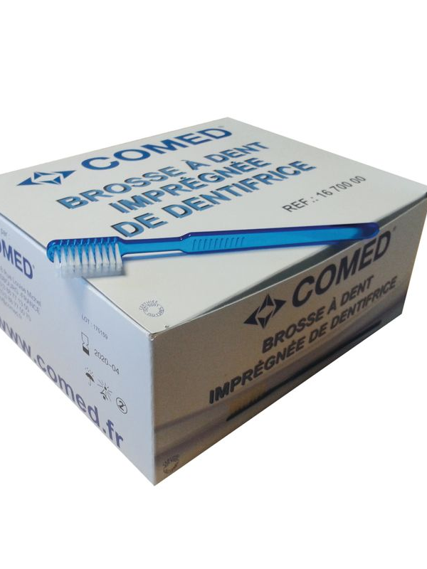 Brosse à dents imprégnée de dentifrice x100